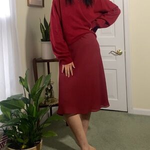Vintage Charlotte Ford Red Slip Midi Skirt